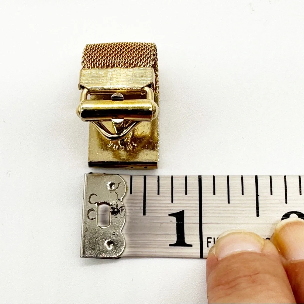 Vintage Swank Mesh & Brushed Gold Square Cufflinks
